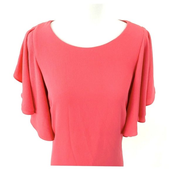 Vince Camuto Flutter Sleeve Crepe Calypso Coral Dress Size 4 - Picture 3 of 8